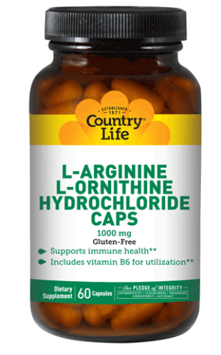 Аминокислоты COUNTRY LIFE L-ARGININE, L-ORNITHINE 90 капсул