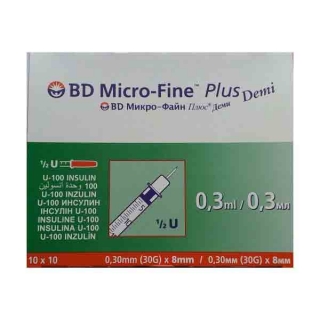 Шприц инсулиновый BD Micro-Fine+ DEMI 0,3мл 30G*8мм 100шт